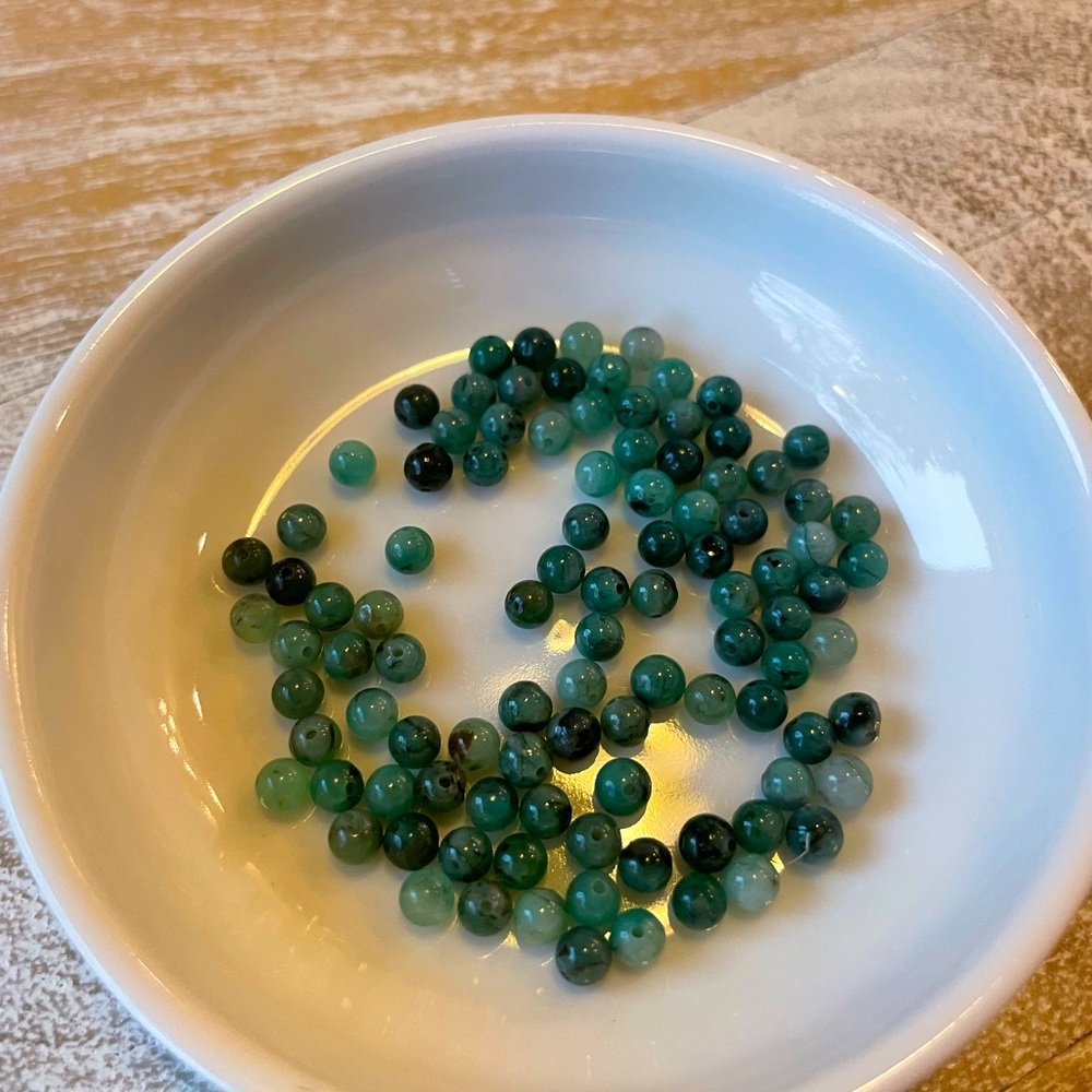 Handmade 14k gold filled bead stretch malachite bracelet - Picture 14 of 14
